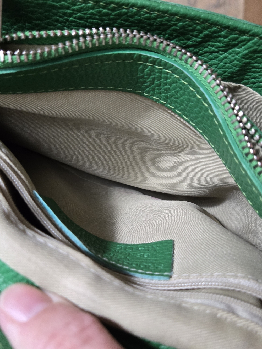 Italian Leather Crossbody Bag, Green Pebble & Croc Embossed, Artisan Made - Picture 9 of 12